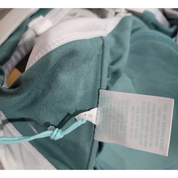 Kona Sol Plus Size Terry Textured Bandeau Bikini Top 1X Green White NWT - Picture 8 of 9